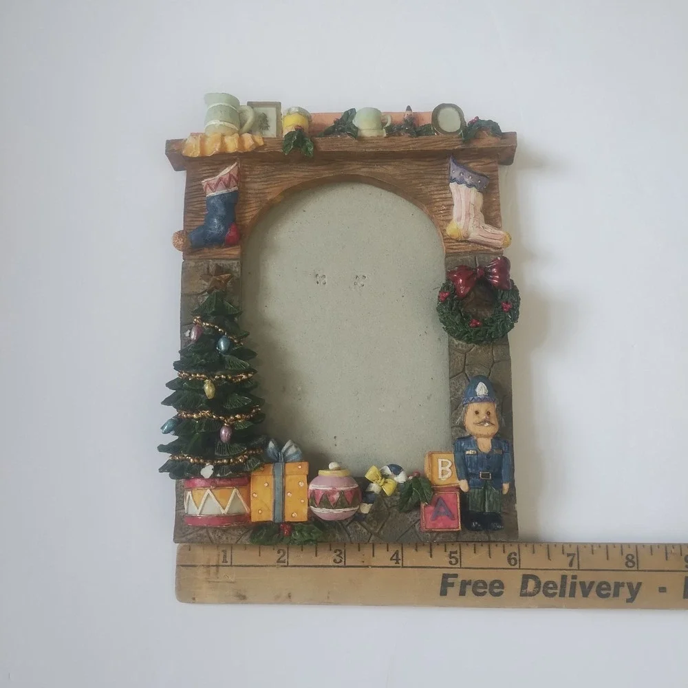 Christmas Fireplace Mantle Picture Frame Nostalgic Traditional Christmas